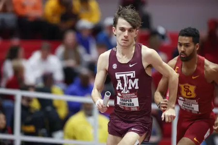 COLLEGE STATION, TX - January 27, 2023 - Cooper Cawthra during the Razorback Invitational at Randal Tyson Track Complex in Fayetteville, Arkansas. Photo By Evan Pilat