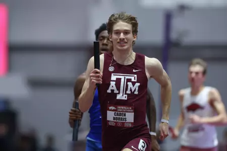 COLLEGE STATION, TX - January 28, 2023 - Caden Norris during the Razorback Invitational at Randal Tyson Track Complex in Fayetteville, Arkansas. Photo By Evan Pilat