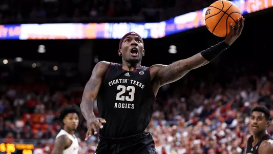 AUBURN, AL - January 25, 2023 - Guard Tyrece Radford #23 of the Texas A&M Aggies during the game between the Auburn Tigers and the Texas A&M Aggies at Auburn Arena in Auburn, AL. Photo By Craig Bisacre