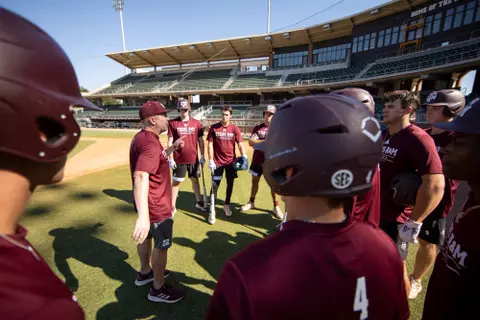 COLLEGE STATION, TX - September 27, 2022 - during the baseball practice at Olsen Field in College Station, TX. Photo By Brendall O'Banon/Texas A&M Athletics