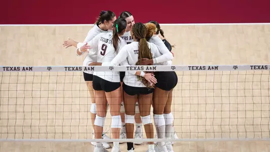 COLLEGE STATION, TX - October 01, 2023 - The Texas A&M Aggies Volleyball Team during the game between the Missouri Tigers and the Texas A&M Aggies at Reed Arena in College Station, TX. Photo By Evan Pilat/Texas A&M Athletics