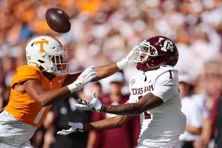 KNOXVILLE, TN - October 14, 2023 - during the game between the Tennessee Volunteers and the Texas A&M Aggies at Neyland Stadium in Knoxville, TN. Photo By Craig Bisacre/Texas A&M Athletics