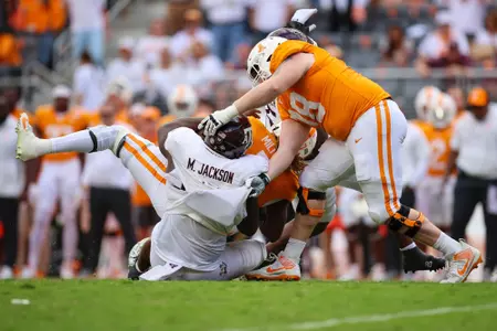 KNOXVILLE, TN - October 14, 2023 - during the game between the Tennessee Volunteers and the Texas A&M Aggies at Neyland Stadium in Knoxville, TN. Photo By Craig Bisacre/Texas A&M Athletics