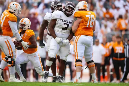 KNOXVILLE, TN - October 14, 2023 - during the game between the Tennessee Volunteers and the Texas A&M Aggies at Neyland Stadium in Knoxville, TN. Photo By Craig Bisacre/Texas A&M Athletics