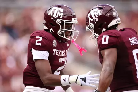 COLLEGE STATION, TX - October 28, 2023 - Running back Rueben Owens #2 of the Texas A&M Aggies during the game between the South Carolina Gamecocks and the Texas A&M Aggies at Kyle Field in College Station, TX. Photo By Brendall O'Banon/Texas A&M Athletics