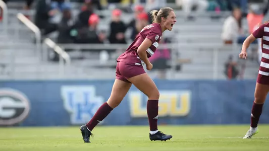 Sydney Becerra celebrates her game-winner against South Carolina