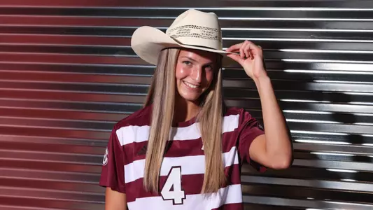 COLLEGE STATION, TX - July 20, 2023 - Midfielder/Defender Adysen Armenta #4 of the Texas A&M Aggies during Texas A&M Aggies Soccer photo day in College Station, TX. Photo By Evan Pilat/Texas A&M Athletics