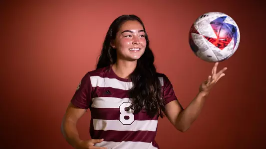 COLLEGE STATION, TX - July 20, 2023 - Forward Maile Hayes #8 of the Texas A&M Aggies during Texas A&M Aggies Soccer photo day in College Station, TX. Photo By Evan Pilat/Texas A&M Athletics