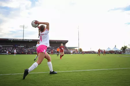 COLLEGE STATION, TX - October 08, 2023 - Midfielder/Defender Adysen Armenta #4 of the Texas A&M Aggies during the game between the Alabama Crimson Tide and the Texas A&M Aggies at Ellis Field in College Station, TX. Photo By Brendall O'Banon/Texas A&M Athletics