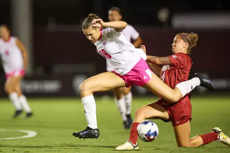 COLLEGE STATION, TX - October 08, 2023 - Defender Macy Matula #18 of the Texas A&M Aggies during the game between the Alabama Crimson Tide and the Texas A&M Aggies at Ellis Field in College Station, TX. Photo By Brendall O'Banon/Texas A&M Athletics