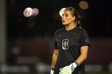 COLLEGE STATION, TX - October 08, 2023 - Goalkeeper Kenna Caldwell #0 of the Texas A&M Aggies during the game between the Alabama Crimson Tide and the Texas A&M Aggies at Ellis Field in College Station, TX. Photo By Brendall O'Banon/Texas A&M Athletics