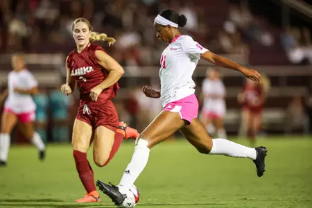 COLLEGE STATION, TX - October 08, 2023 - Forward Jazmine Wilkinson #21 of the Texas A&M Aggies during the game between the Alabama Crimson Tide and the Texas A&M Aggies at Ellis Field in College Station, TX. Photo By Brendall O'Banon/Texas A&M Athletics