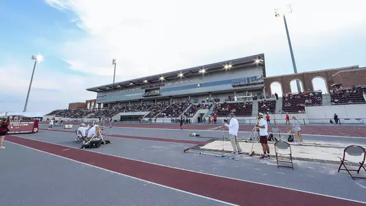 COLLEGE STATION, TX - April 30, 2022 - E.B. Cushing Stadium during the Texas A&M Alumni Muster Track and Field Meet in College Station, TX. Photo By Aiden Shertzer/Texas A&M Athletics