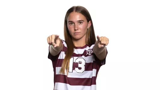 COLLEGE STATION, TX - July 20, 2023 - Midfielder/Defender Mia Pante #13 of the Texas A&M Aggies during Texas A&M Aggies Soccer photo day in College Station, TX. Photo By Ethan Mito/Texas A&M Athletics
