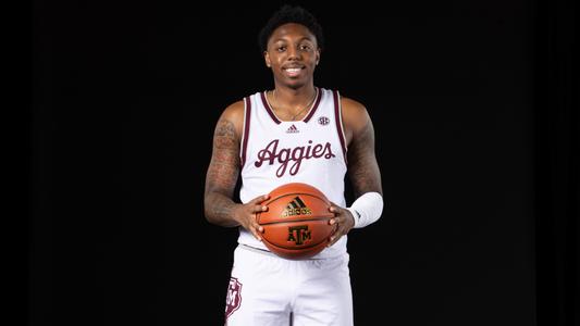 COLLEGE STATION, TX - July 26, 2023 - Guard Wade Taylor #4 of the Texas A&M Aggies during the Texas A&M Aggies Men's Basketball photo day in College Station, TX. Photo By Evan Pilat/Texas A&M Athletics