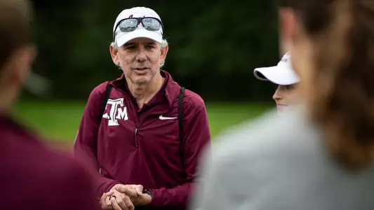 COLLEGE STATION, TX - September 29, 2023 - Head Coach Wendel McRaven of the Texas A&M Aggies during the Coast-to-Coast Battle in Beantown cross country meet at Franklin Park in College Station, TX. Photo By Jonathan Taffet/Texas A&M Athletics