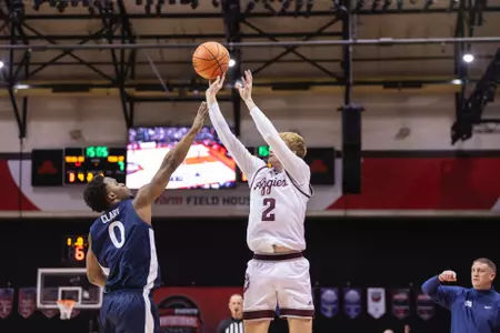 KISSIMMEE, FL - November 23, 2023 - Guard Hayden Hefner #2 of the Texas A&M Aggies during the game between the Penn State Nittany Lions and the Texas A&M Aggies at State Farm Field House at ESPN Wide World of Sports Complex in Kissimmee, FL. Photo By Craig Bisacre/Texas A&M Athletics