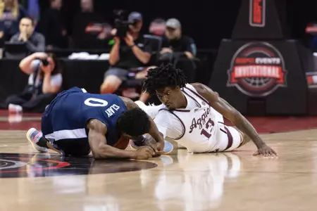 KISSIMMEE, FL - November 23, 2023 - Forward Solomon Washington #13 of the Texas A&M Aggies during the game between the Penn State Nittany Lions and the Texas A&M Aggies at State Farm Field House at ESPN Wide World of Sports Complex in Kissimmee, FL. Photo By Craig Bisacre/Texas A&M Athletics