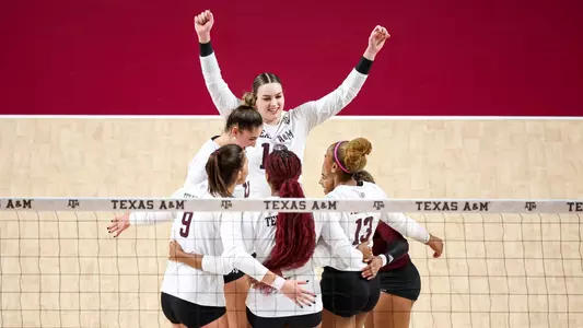 COLLEGE STATION, TX - November 19, 2023 - Outside Hitter Caroline Meuth #16 of the Texas A&M Aggies during the game between the Tennessee Volunteers and the Texas A&M Aggies at Reed Arena in College Station, TX. Photo By Brendall O'Banon/Texas A&M Athletics