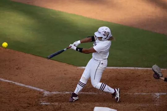 COLLEGE STATION, TX - October 06, 2023 - Kennedy Powell #1 of the Texas A&M Aggies during the game between the Texas State Bobcats and the Texas A&M Aggies at Davis Diamond in College Station, TX. Photo By Evan Pilat/Texas A&M Athletics