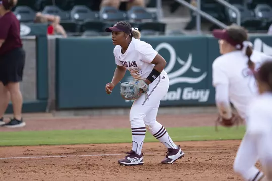 COLLEGE STATION, TX - October 06, 2023 - Kennedy Powell #1 of the Texas A&M Aggies during the game between the Texas State Bobcats and the Texas A&M Aggies at Davis Diamond in College Station, TX. Photo By Evan Pilat/Texas A&M Athletics