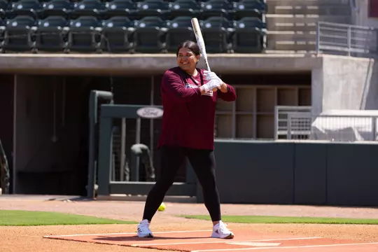 COLLEGE STATION, TX - September 09, 2023 - Mya Perez #24 of the Texas A&M Aggies during Texas A&M Softball alumni brunch in College Station, TX. Photo By Evan Pilat/Texas A&M Athletics
