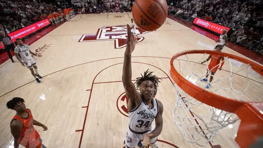 COLLEGE STATION, TX - February 07, 2023 - Forward Julius Marble #34 of the Texas A&M Aggies during the Men's Basketball game between the Auburn Tigers and the Texas A&M Aggies at Reed Arena in College Station, TX. Photo By Craig Bisacre/Texas A&M Athletics