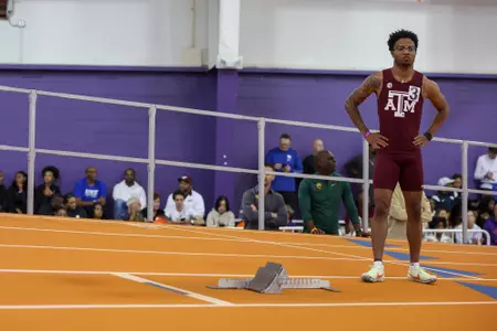 Clemson, S.C. - February 10, 2023 - Auhmad Robinson during the Tiger Paw Invitational at Clemson Indoor Track and Field Complex in Clemson, S.C. Photo By Evan Pilat/Texas A&M Athletics