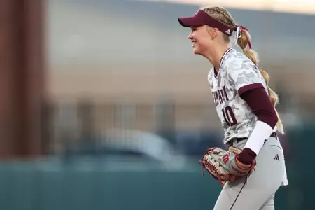 COLLEGE STATION, TX - February 10, 2023 - Pitcher Shaylee Ackerman #10 of Texas A&M Aggies during the game between the Northern Kentucky Norse and the Texas A&M Aggies at Davis Diamond in College Station, TX. Photo By Brendall O'Banon/Texas A&M Athletics