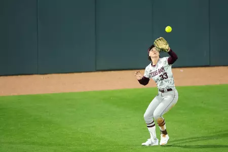COLLEGE STATION, TX - February 10, 2023 - Outfielder Allie Enright #33 of Texas A&M Aggies during the game between the Northern Kentucky Norse and the Texas A&M Aggies at Davis Diamond in College Station, TX. Photo By Ethan Mito/Texas A&M Athletics