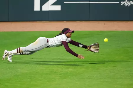 COLLEGE STATION, TX - February 10, 2023 - Outfielder Bre Warren #4 of Texas A&M Aggies during the game between the Tarleton Texans and the Texas A&M Aggies at Davis Diamond in College Station, TX. Photo By Ethan Mito/Texas A&M Athletics