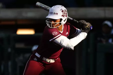 COLLEGE STATION, TX - February 11, 2023 - Outfielder Bre Warren #4 of Texas A&M Aggies during the game between the Michigan State Spartans and the Texas A&M Aggies at Davis Diamond in College Station, TX. Photo By Brendall O'Banon/Texas A&M Athletics