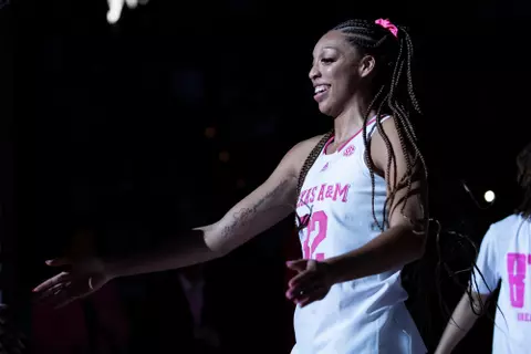 COLLEGE STATION, TX - February 05, 2023 - Forward Aaliyah Patty #32 of the Texas A&M Aggies during the game between the LSU Tigers and the Texas A&M Aggies at Reed Arena in College Station, TX. Photo By Ethan Mito/Texas A&M Athletics