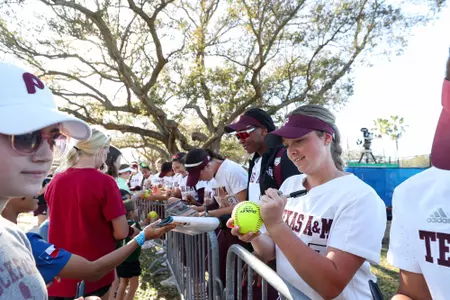 COLLEGE STATION, TX - February 18, 2023 - Outfielder Paige Lott #7 of Texas A&M Aggies during the game between the Nebraska Cornhuskers and the Texas A&M Aggies at Eddie C. Moore Complex in Clearwater, FL. Photo By Brendall O'Banon/Texas A&M Athletics