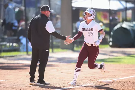COLLEGE STATION, TX - February 18, 2023 - Outfielder Allie Enright #33 of the Texas A&M Aggies during the game between the USF Bulls and the Texas A&M Aggies at Eddie C. Moore Complex in Clearwater, FL. Photo By Brendall O'Banon/Texas A&M Athletics
