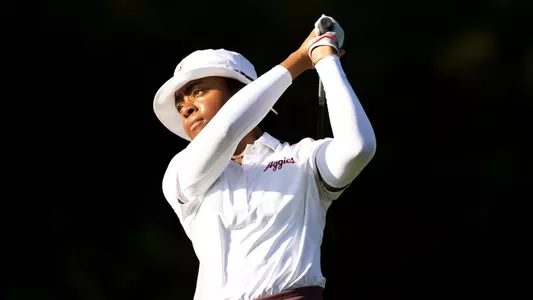 COLLEGE STATION, TX - September 21, 2022 - Zoe Slaughter of the Texas A&M Aggies during the ?MO?morial Invitational golf tournament at Traditions Club in College Station, TX. Photo By Ethan Mito/Texas A&M Athletics