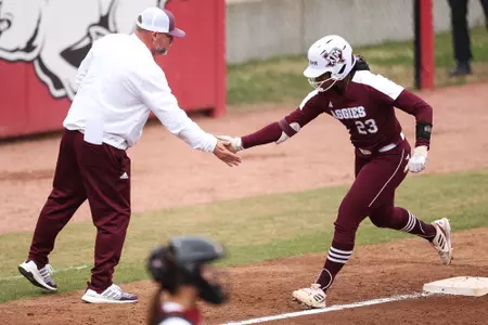 FAYETTEVILLE, AR - March 12, 2023 - Outfielder Morgan Smith #23 of the Texas A&M Aggies during the game between the Arkansas Razorbacks and the Texas A&M Aggies at Bogle Park in Fayetteville, AR. Photo By Ethan Mito/Texas A&M Athletics