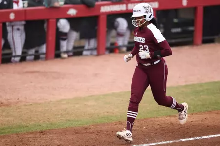 FAYETTEVILLE, AR - March 12, 2023 - Outfielder Morgan Smith #23 of the Texas A&M Aggies during the game between the Arkansas Razorbacks and the Texas A&M Aggies at Bogle Park in Fayetteville, AR. Photo By Ethan Mito/Texas A&M Athletics