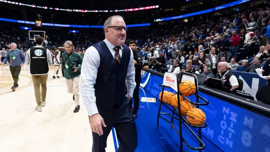 NASHVILLE, TN - March 10, 2023 - Head Coach Buzz Williams of the Texas A&M Aggies during the SEC MenÕs Basketball Tournament game between the Arkansas Razorbacks and the Texas A&M Aggies at Bridgestone Arena in Nashville, TN. Photo By Craig Bisacre/Texas A&M Athletics