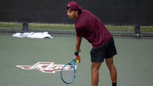 COLLEGE STATION, TX - March 14, 2023 - JC Roddick of the Texas A&M Aggies during the game between the Abilene Christian Wildcats and the Texas A&M Aggies at Mitchell Tennis Center in College Station, TX. Photo By Evan Pilat/Texas A&M Athletics