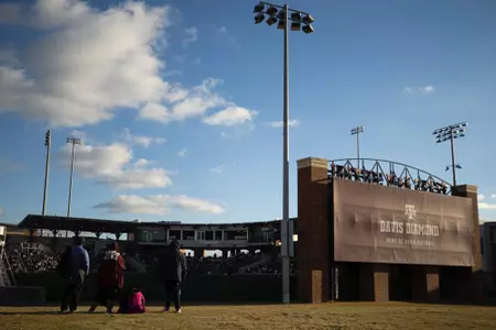 COLLEGE STATION, TX - February 11, 2023 - Wide shot during the game between the Michigan State Spartans and the Texas A&M Aggies at Davis Diamond in College Station, TX. Photo By Ethan Mito/Texas A&M Athletics