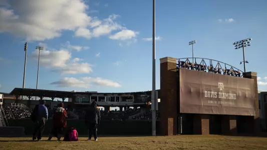 COLLEGE STATION, TX - February 11, 2023 - Wide shot during the game between the Michigan State Spartans and the Texas A&M Aggies at Davis Diamond in College Station, TX. Photo By Ethan Mito/Texas A&M Athletics
