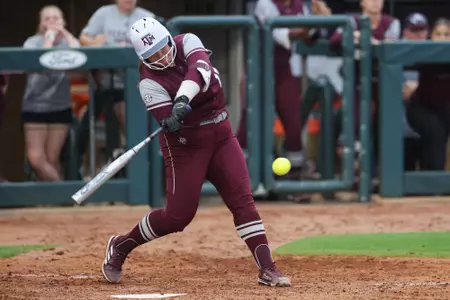 COLLEGE STATION, TX - March 22, 2023 - Infielder Aiyana Coleman #17 of the Texas A&M Aggies during the game between the LA Tech Bulldogs and the Texas A&M Aggies at Davis Diamond in College Station, TX. Photo By Evan Pilat/Texas A&M Athletics
