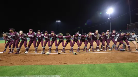 COLLEGE STATION, TX - March 22, 2023 - Texas A&M Aggies softball team during the game between the LA Tech Bulldogs and the Texas A&M Aggies at Davis Diamond in College Station, TX. Photo By Evan Pilat/Texas A&M Athletics