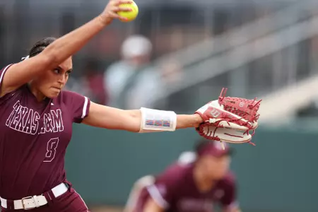 COLLEGE STATION, TX - March 29, 2023 - Pitcher/Outfielder Grace Uribe #8 of the Texas A&M Aggies during the game between the Incarnate Word Cardinals and the Texas A&M Aggies at Davis Diamond in College Station, TX. Photo By Evan Pilat/Texas A&M Athletics