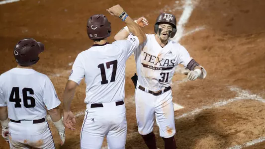 COLLEGE STATION, TX - April 04, 2023 - Outfielder Jordan Thompson #31 of the Texas A&M Aggies during the game between the Texas State Bobcats and the Texas A&M Aggies at Blue Bell Park in College Station, TX. Photo By Wesley Bowers/Texas A&M Athletics