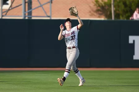 COLLEGE STATION, TX - April 12, 2023 - Outfielder Allie Enright #33 of the Texas A&M Aggies during the game between the Louisiana Ragin' Cajuns and the Texas A&M Aggies at Davis Diamond in College Station, TX. Photo By Evan Pilat/Texas A&M Athletics