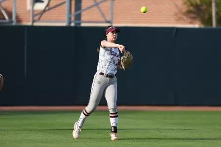 COLLEGE STATION, TX - April 12, 2023 - Outfielder Allie Enright #33 of the Texas A&M Aggies during the game between the Louisiana Ragin' Cajuns and the Texas A&M Aggies at Davis Diamond in College Station, TX. Photo By Evan Pilat/Texas A&M Athletics