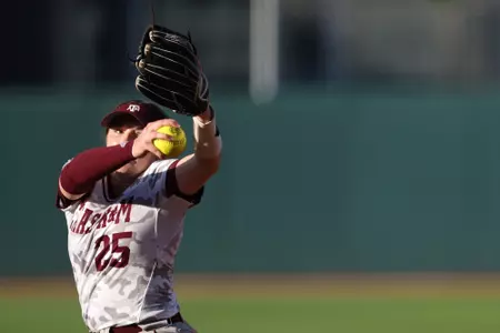 COLLEGE STATION, TX - April 12, 2023 - Pitcher Emily Leavitt #25 of the Texas A&M Aggies during the game between the Louisiana Ragin' Cajuns and the Texas A&M Aggies at Davis Diamond in College Station, TX. Photo By Evan Pilat/Texas A&M Athletics