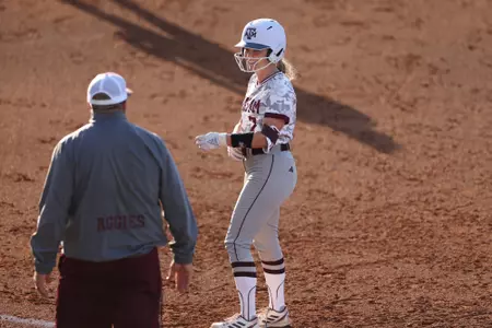 COLLEGE STATION, TX - April 12, 2023 - Outfielder Paige Lott #7 of Texas A&M Aggies during the game between the Louisiana Ragin' Cajuns and the Texas A&M Aggies at Davis Diamond in College Station, TX. Photo By Evan Pilat/Texas A&M Athletics